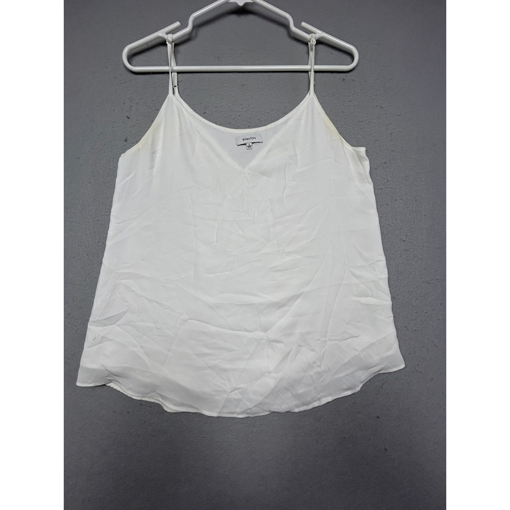 Babaton Camisole Top 100% Polyester White Solid Small Womens